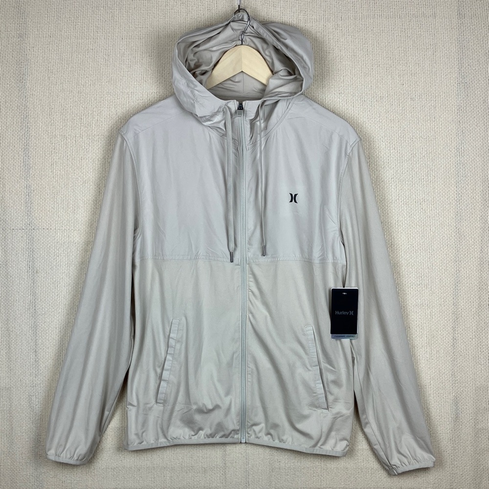 HURLEY Exist Full Zip Performance Hooded Jacket Bone NWT